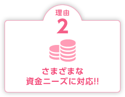 理由2 さまざまな資金ニーズに対応!!